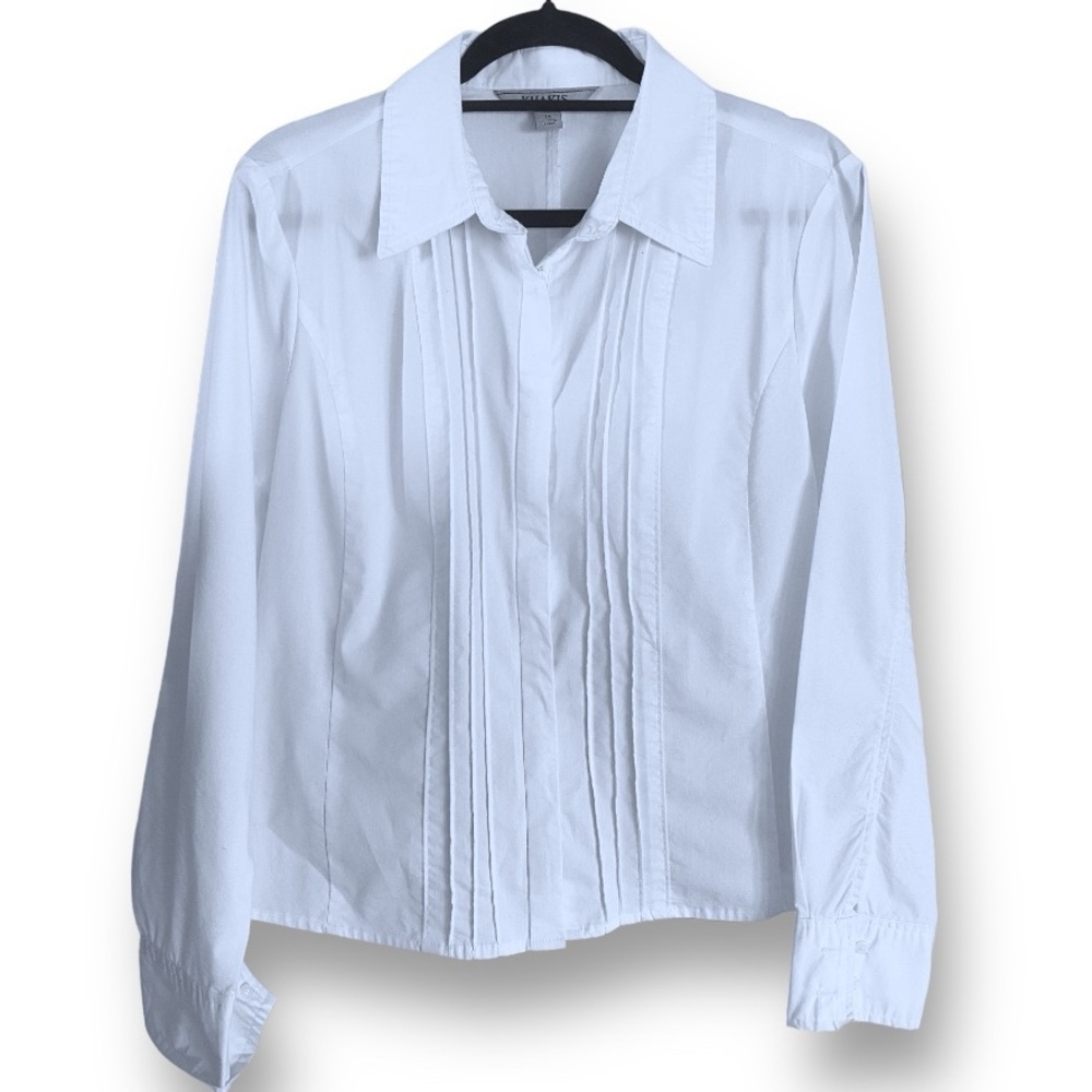 White Pleated Spandex Shirt Front Zipper Closure